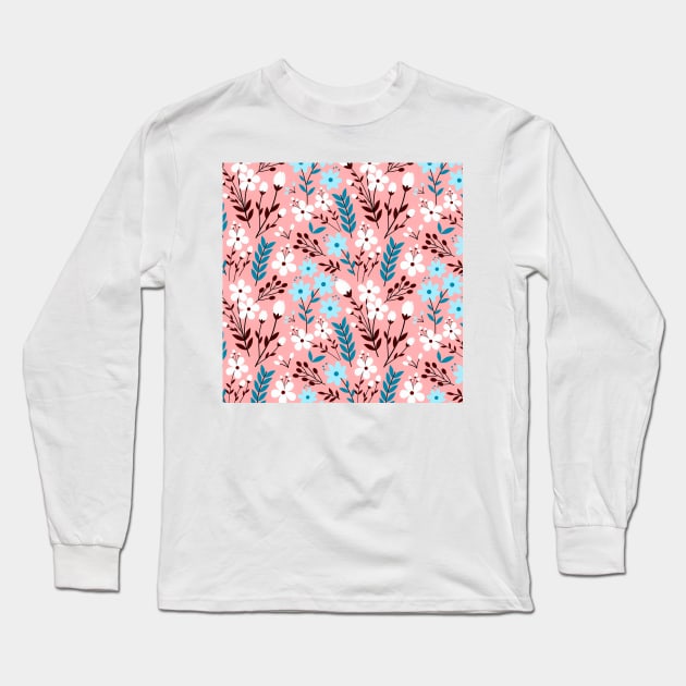 Colorful flowers seamless pattern Long Sleeve T-Shirt by TheSkullArmy